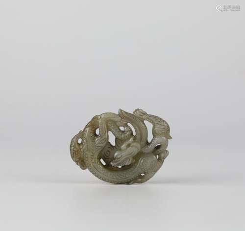 China Hetian Jade Carved Dragon, Ming Dynasty