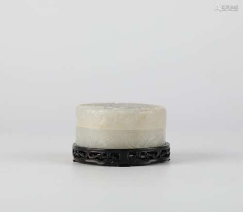 Chinese Hotan White Jade Carved Box, 18th Century