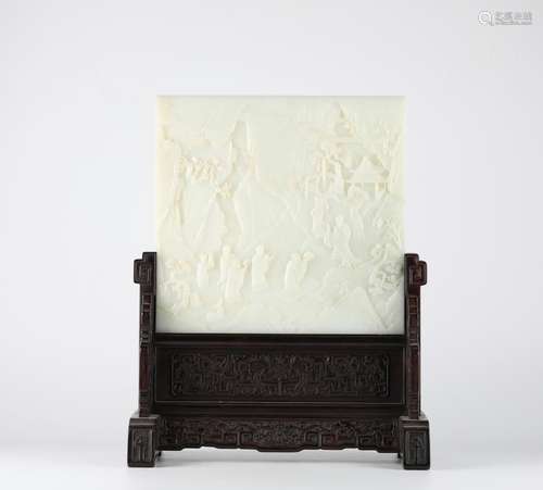 China Hetian Jade Carved Large Screen, 18th Century