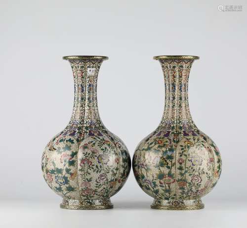 A pair of Chinese cloisonne bottles, Decheng