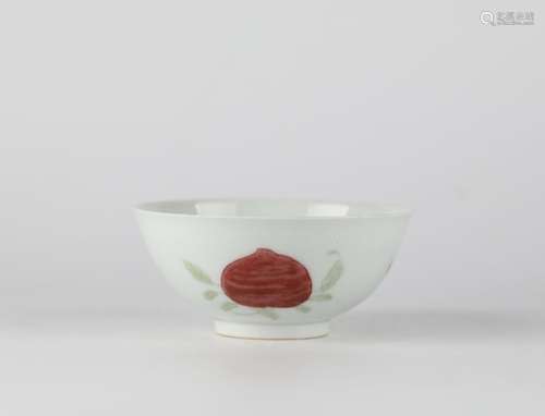 Chinese blue and white underglaze red porcelain bowl, Yongzh...