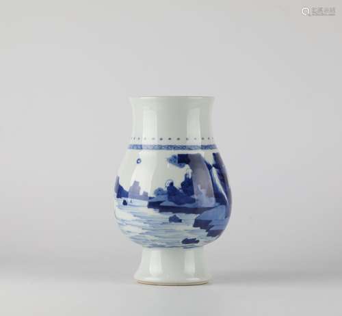 Chinese blue and white glazed porcelain vase, Kangxi