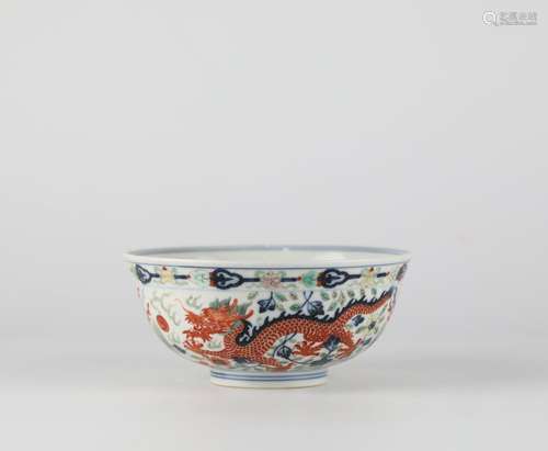 Chinese blue and white glaze dragon pattern porcelain bowl, ...