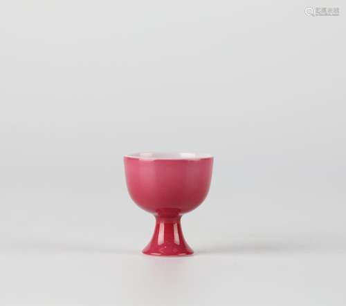 Chinese Carmine Glazed Wine Cup, Yongzheng