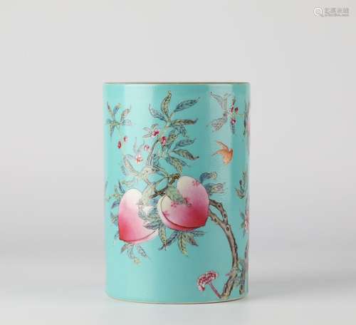 Chinese Peach Pattern Porcelain Penholder