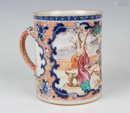 A Chinese famille rose export porcelain tankard