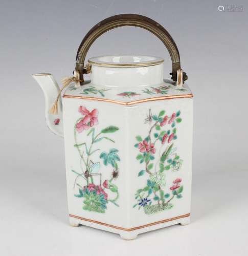 A Chinese famille rose porcelain teapot and cover