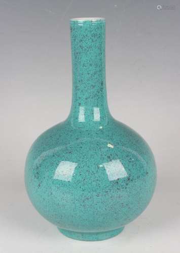 A Chinese robin's egg blue glazed porcelain bottle vase
