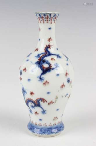 A Chinese underglaze blue and red decorated porcelain vase
