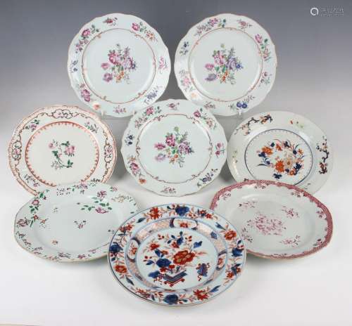 A set of three Chinese famille rose export porcelain plates