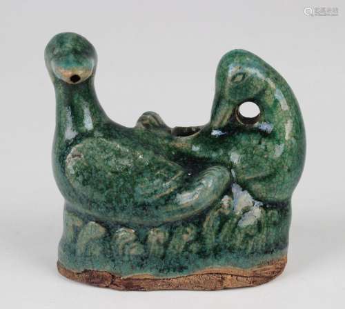 A Chinese green glazed pottery water dropper