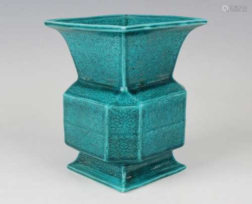 A Chinese turquoise glazed porcelain vase