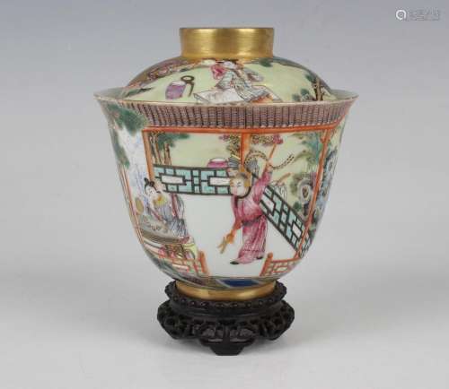 A Chinese famille rose porcelain bowl and cover
