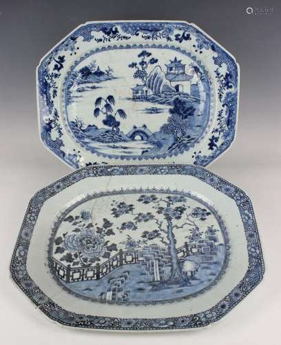 A group of six Chinese blue and white export porcelain meat ...