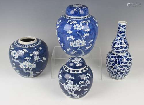 A small group of Chinese blue and white porcelain