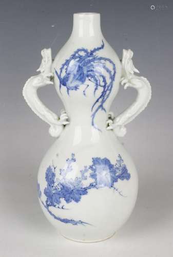 A Japanese Hirado blue and white porcelain vase