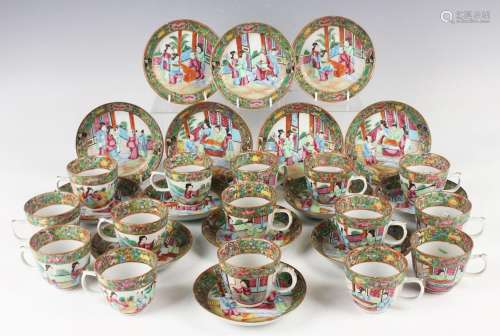 A set of fifteen Chinese Canton famille rose porcelain coffe...