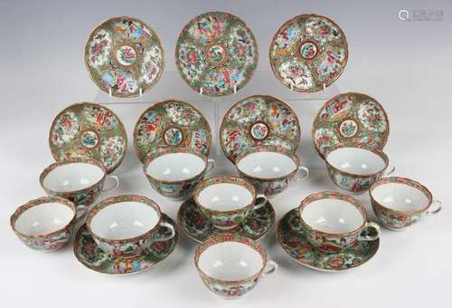 A group of ten Chinese Canton famille rose porcelain teacups...