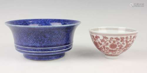 A Chinese blue glazed porcelain bowl