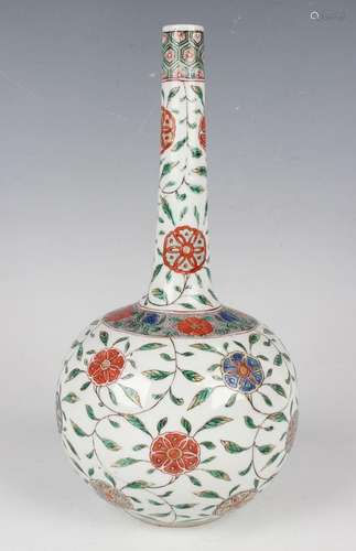 A Chinese famille verte porcelain bottle vase