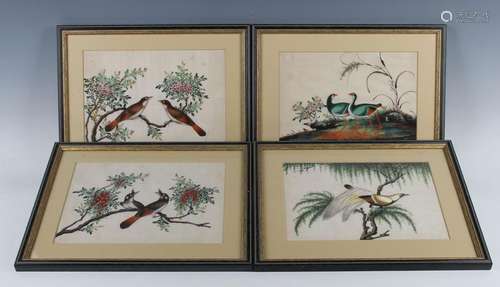 A set of four Chinese Canton export watercolour paintings on...