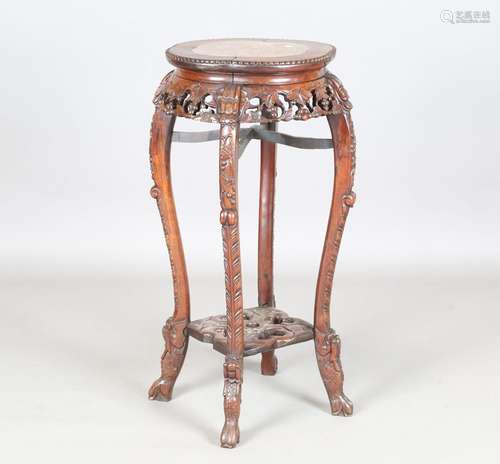 A Chinese hardwood jardinière stand