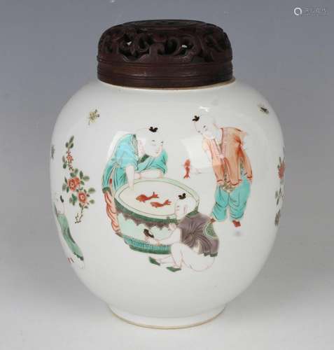 A Chinese famille verte porcelain jar