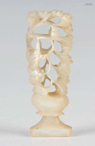 A Chinese carved mother-of-pearl desk seal