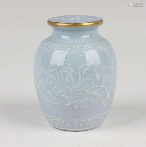 A Chinese pale blue glazed porcelain snuff bottle/miniature ...