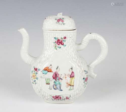 A Chinese famille rose export porcelain teapot and cover