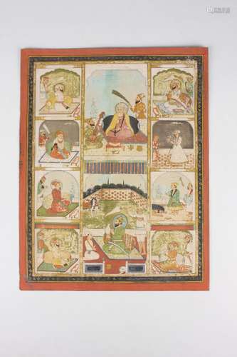 An Indian Mughal style miniature painting on paper