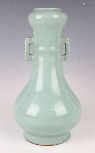 A Chinese celadon glazed porcelain bottle vase