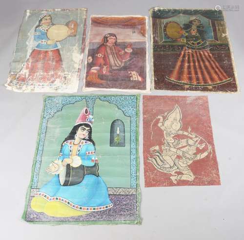 A group of four Indian oil paintings on canvas