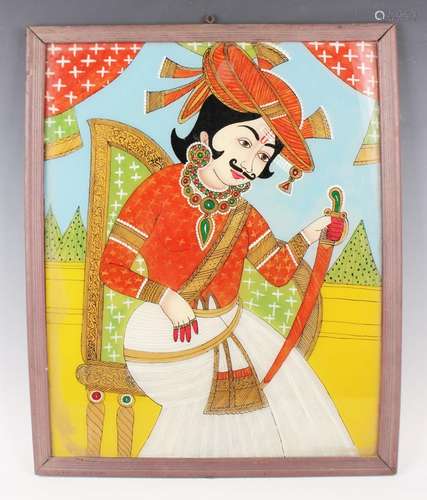 An Indian reverse painting on glass