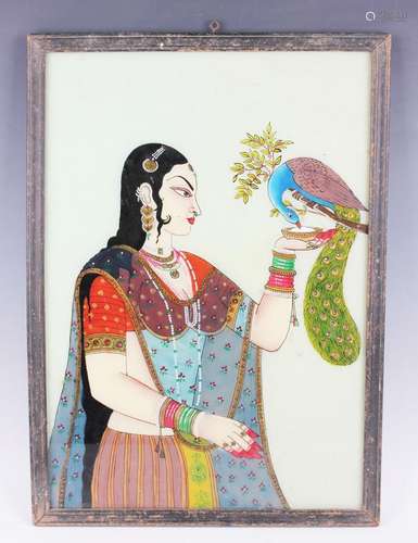 An Indian reverse painting on glass