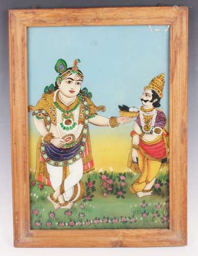 An Indian reverse painting on glass