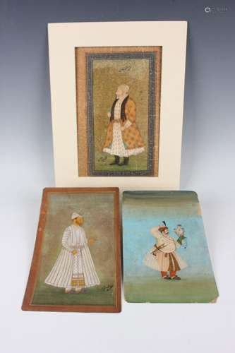 Two Indian Mughal School miniature watercolour paintings