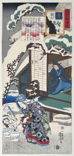 Utagawa Kuniyoshi (1797-1861)<br />
O tanzaku de la série Bu...