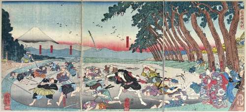 Utagawa Kuniyoshi (1797-1861)<br />
Triptyque oban tate-e, Y...