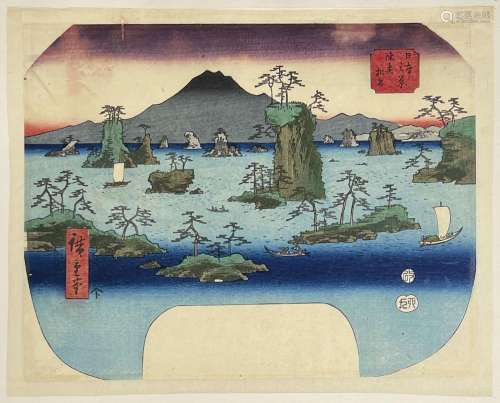 Utagawa Hiroshige (1797-1858)<br />
Deux uchiwa-e, Shinobazu...