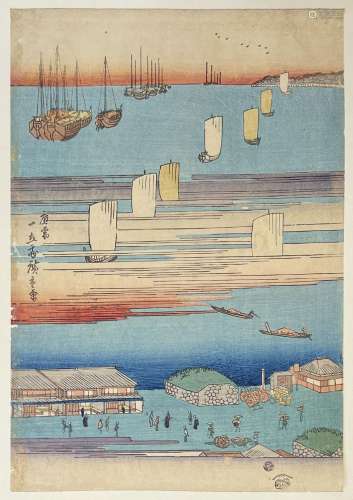 Utagawa Hiroshige (1797-1858)<br />
Triptyque oban tate-e de...
