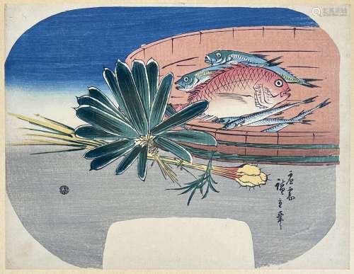 Utagawa Hiroshige (1797-1858)<br />
Uchiwa-e, daurade, orphi...
