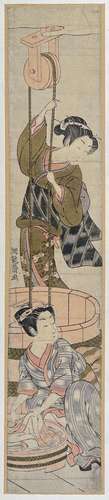 Isoda Koryusai (1735-1790)<br />
Hashira-e, deux femmes lava...