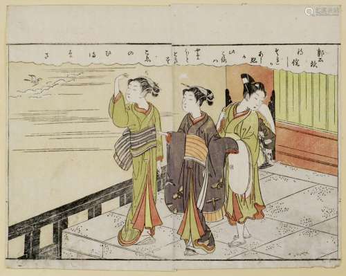Suzuki Harunobu (1725-1770)<br />
Cinq pages de l'album Ehon...