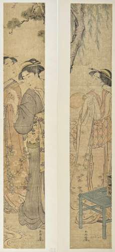 Katsukawa Shuncho (act. 1780-1801)<br />
Deux hashira-e :<br...