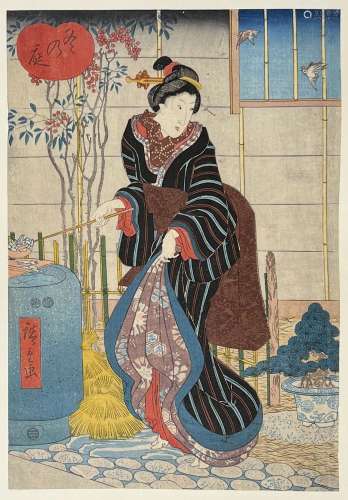 Utagawa Hiroshige (1797-1858)<br />
Triptyque oban tate-e de...