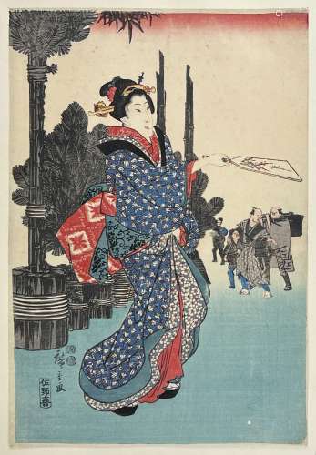 Utagawa Hiroshige (1797-1858)<br />
Triptyque oban tate-e, T...