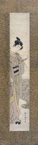 Suzuki Harunobu (1725-1770)<br />
Hashira-e, Jeune homme deb...