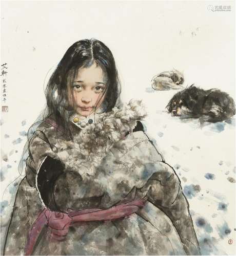 Ai Xuan<br />
Ai Xuan 艾軒 | Tibetan Girl and Dogs 藏女與藏獒