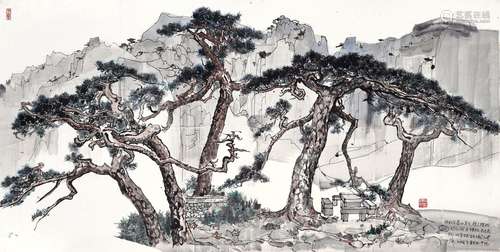 Wu Guanzhong<br />
吴冠中　泰山五大夫松写生 | Wu Guanzhong, A...